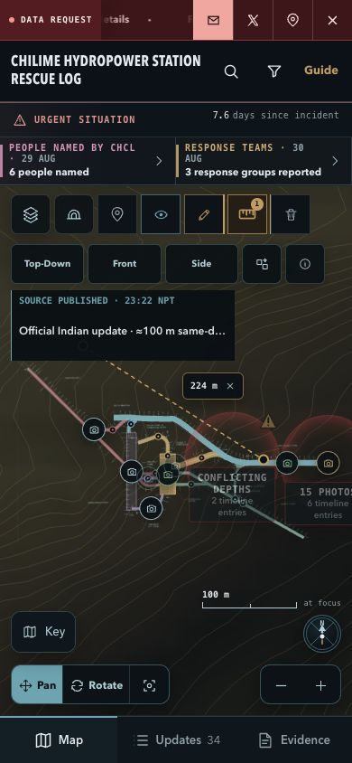 Mobile measurement showing a dimension line and endpoint readout